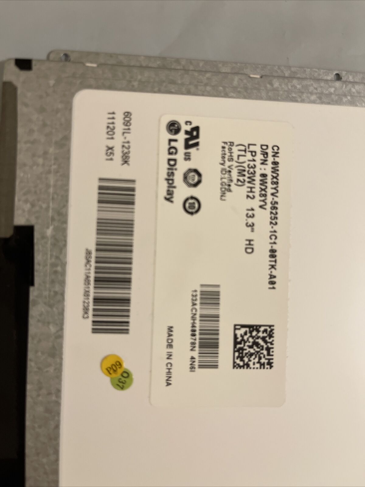 Dell Latitude E6320 13.3" Matte LG Display LCD Screen LP133WH2 WX8YV H1 S1