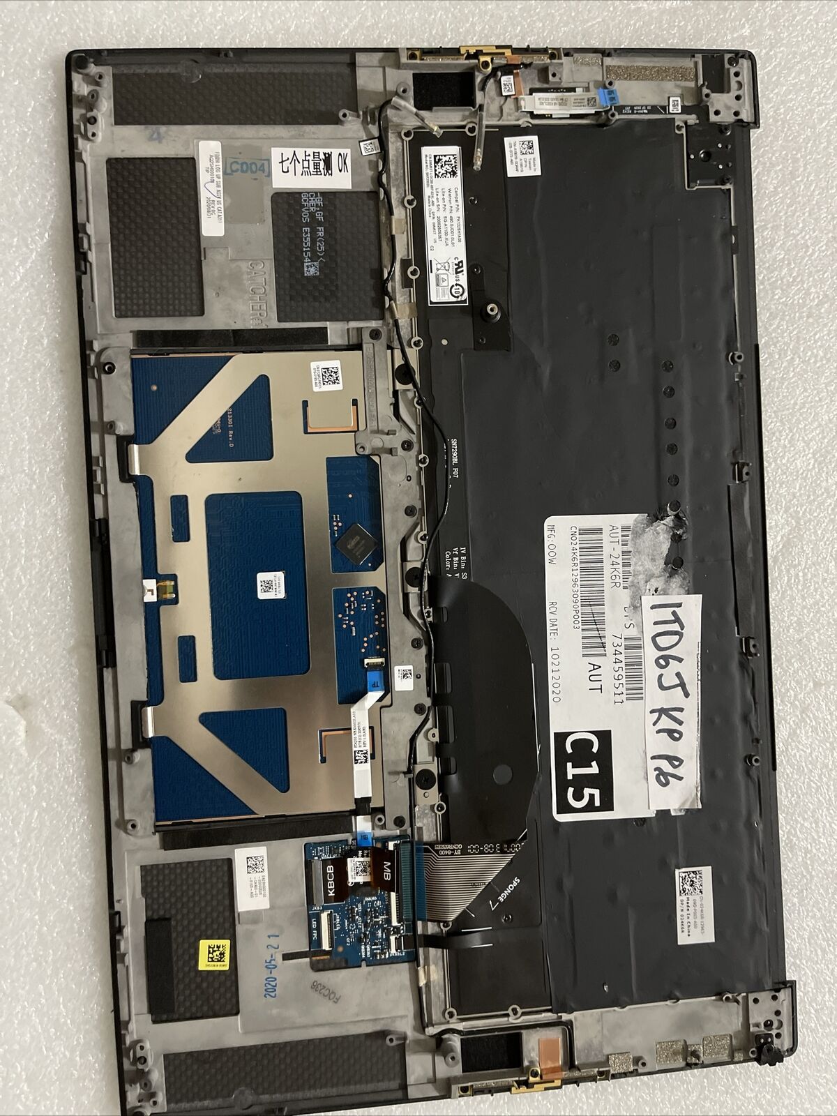 Dell XPS 15 9510 9520 Palmrest US English Keyboard Touchpad 1TD6J 01TD6J KP P6
