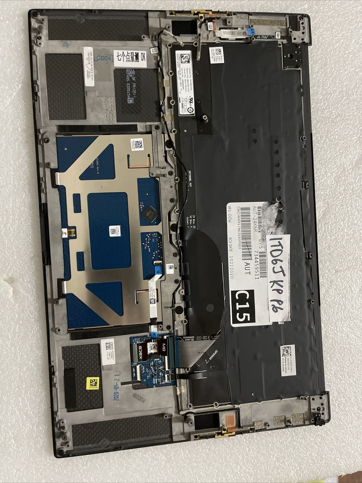 Dell XPS 15 9510 9520 Palmrest US English Keyboard Touchpad 1TD6J 01TD6J KP P6