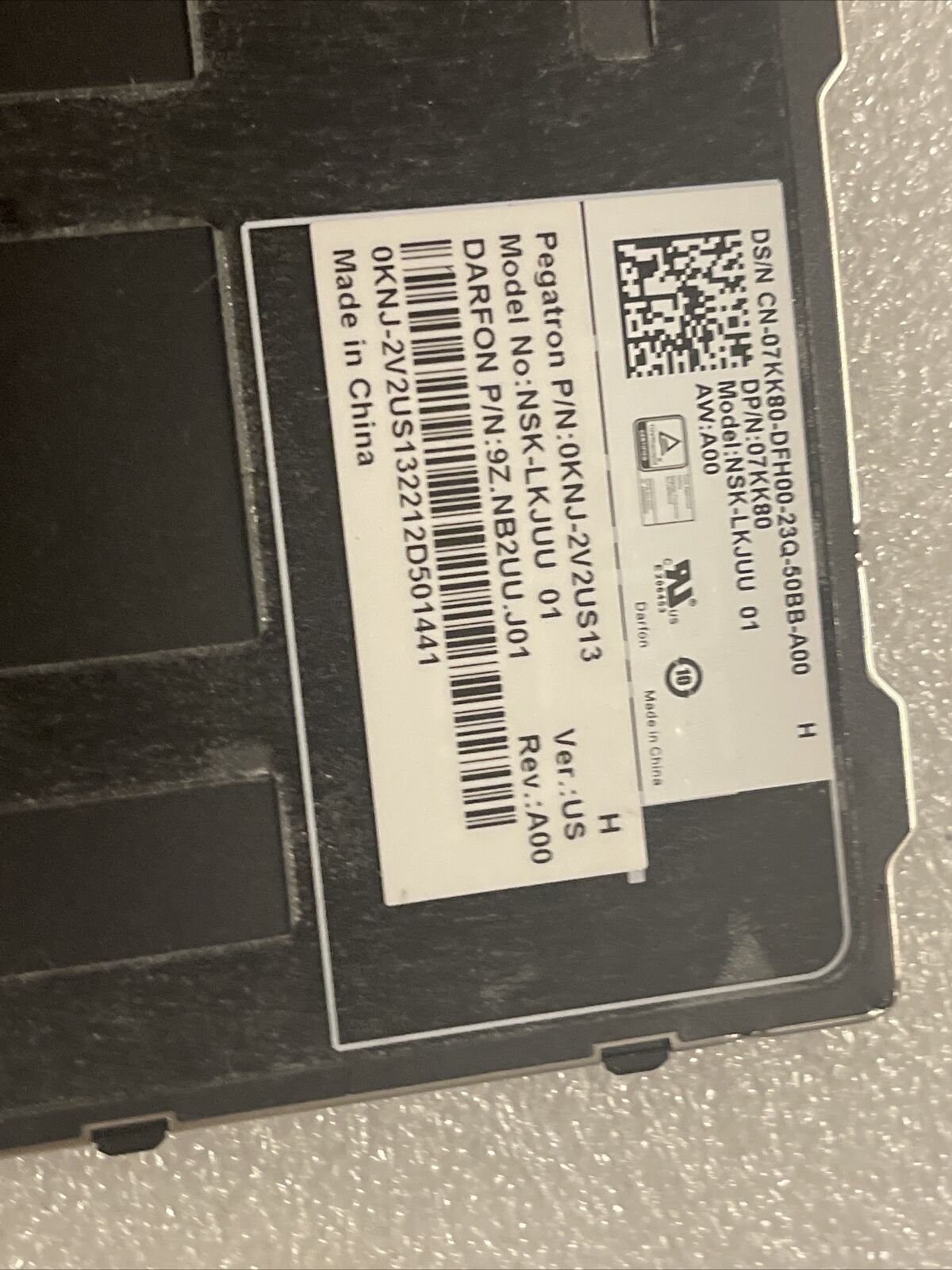 Genuine DELL Rugged 7330 5430 US English Non Backlit Keyboard 0KNJ 7KK80 07KK80