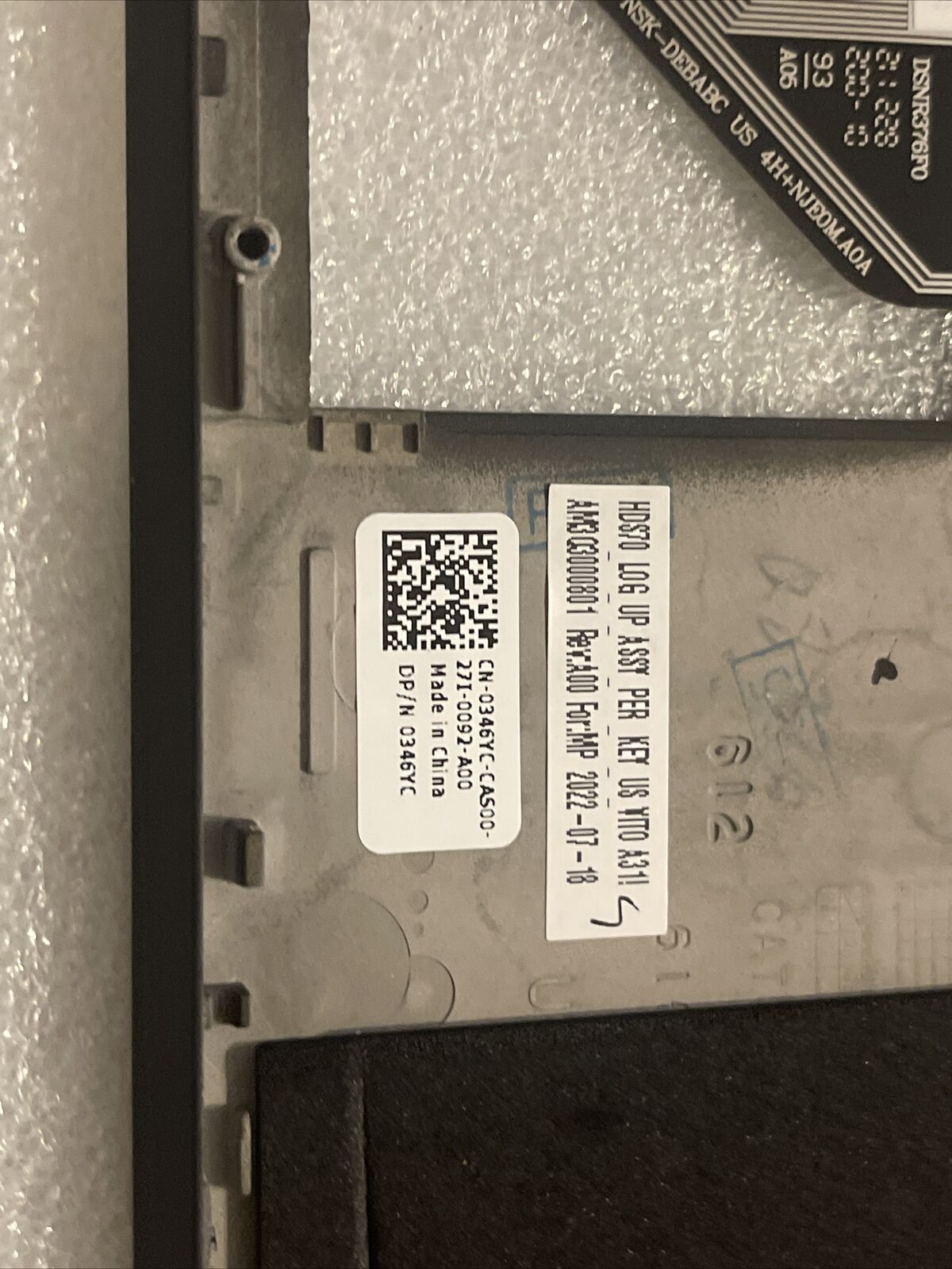 Dell Alienware x17 R2 US English Keyboard Palmrest 0346YC 346YC H1 P2