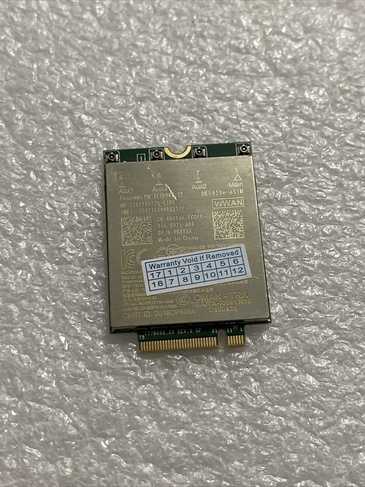 Dell Latitude 5420 Snapdragon X20 4G LTE Wireless Card DW5821e-eSIM R49XK