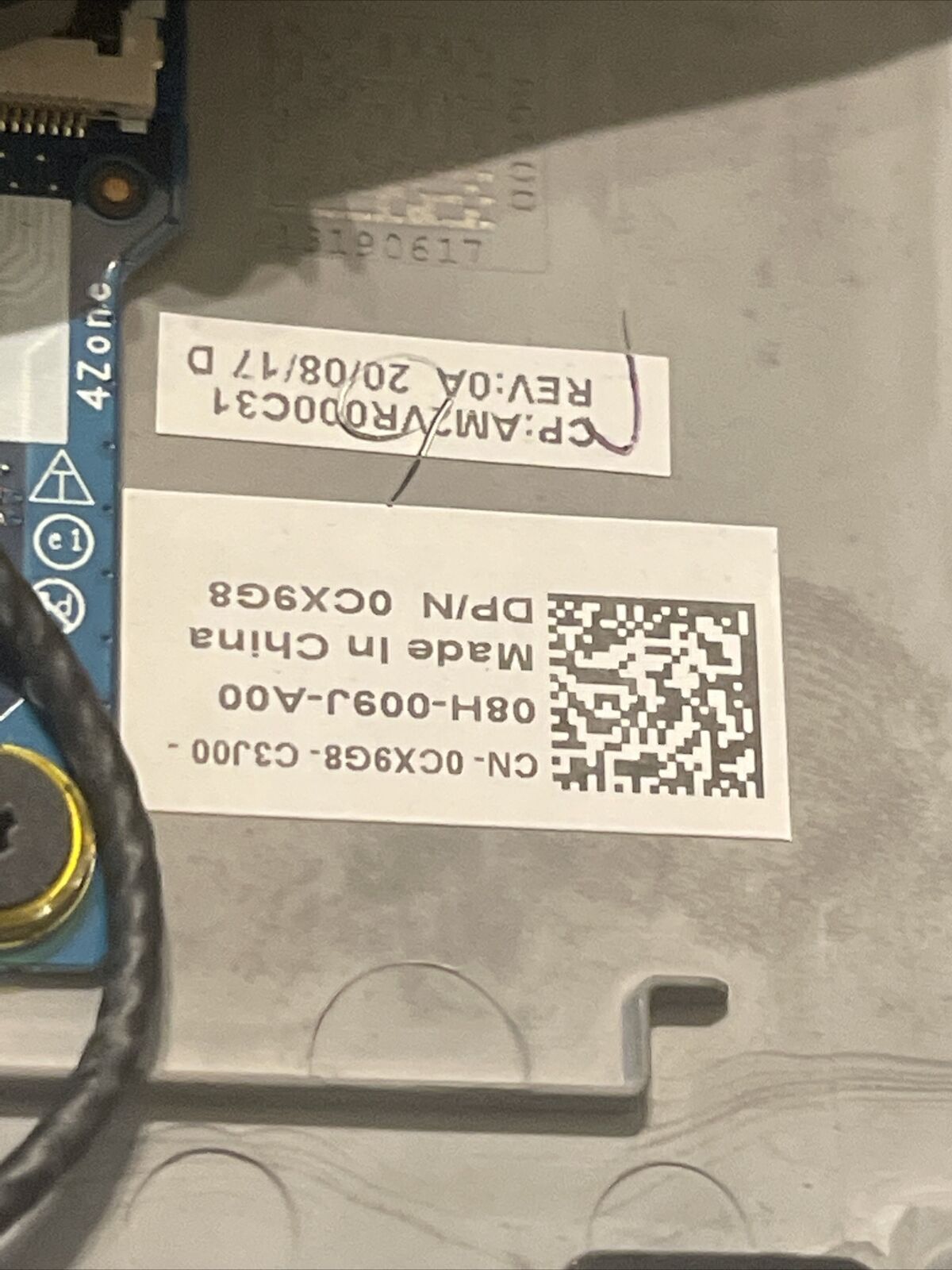 Dell Alienware M15 R3 Laptop Palmrest US backlit keyboard touchpad CX9G8 P7