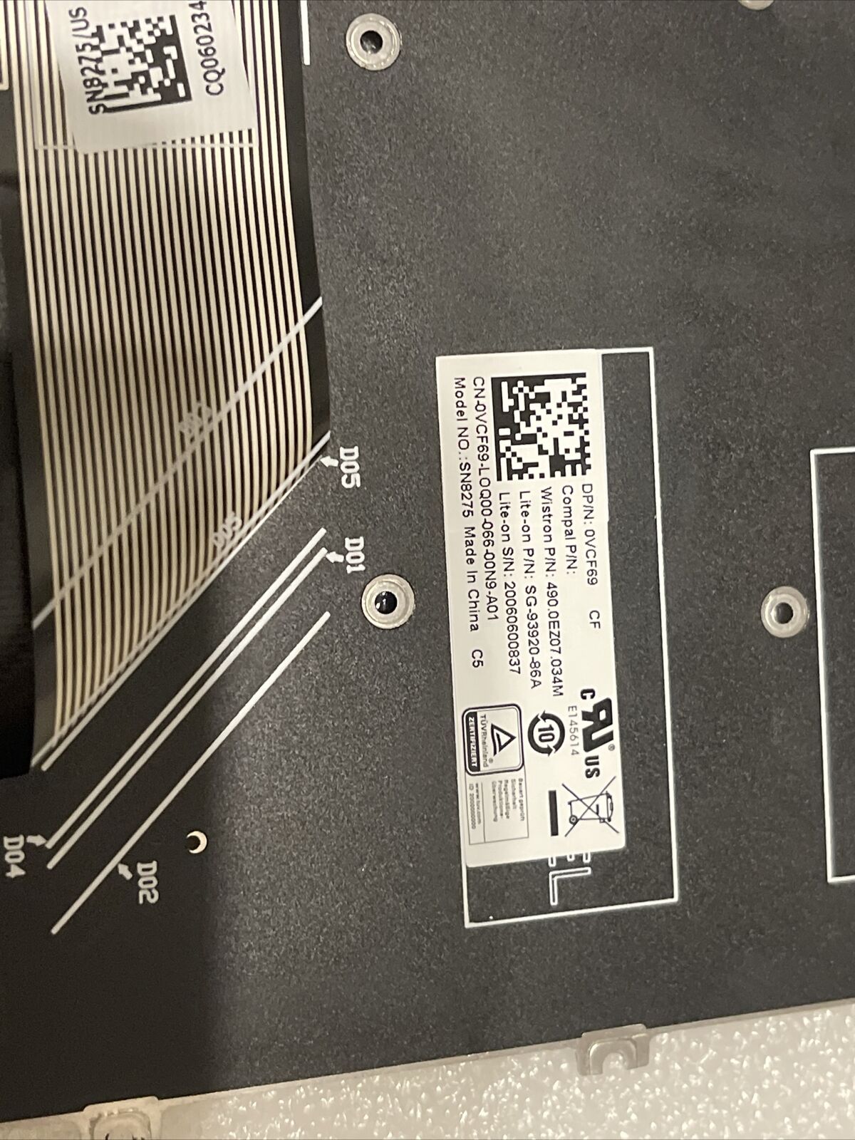 New OEM Dell Non-Backlit Laptop Keyboard French-English VCF69 0VCF69 B1