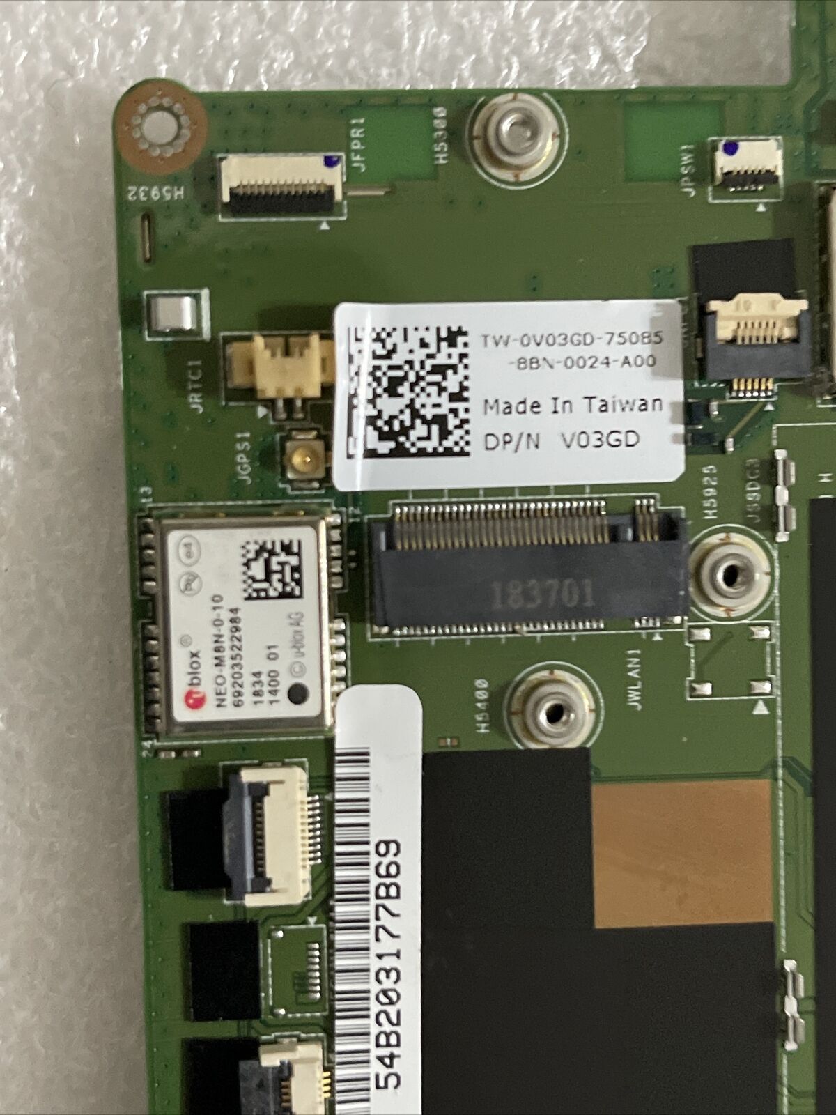 GENUINE DELL LATITUDE 7212 RUGGED MOTHERBOARD i5-7300U 2.60GHZ V03GD 0V03GD B2