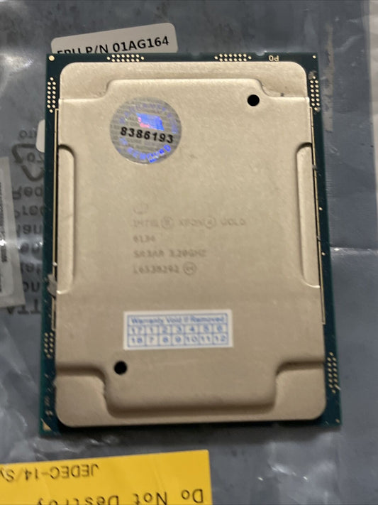 SR3AR INTEL XEON GOLD 6134 3.2GHZ 8 CORE 24.75MB L3 CACHE 130W PROCESSOR H1 A Gr