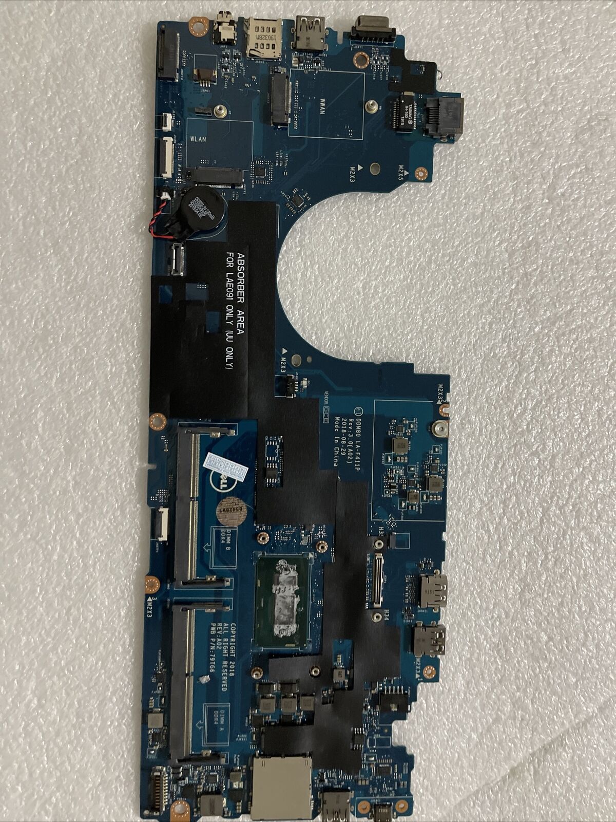 Dell Latitude 5590 i5-8250U DDR4 Laptop Motherboard 79TG6 LA-F411P 0F58TV B7