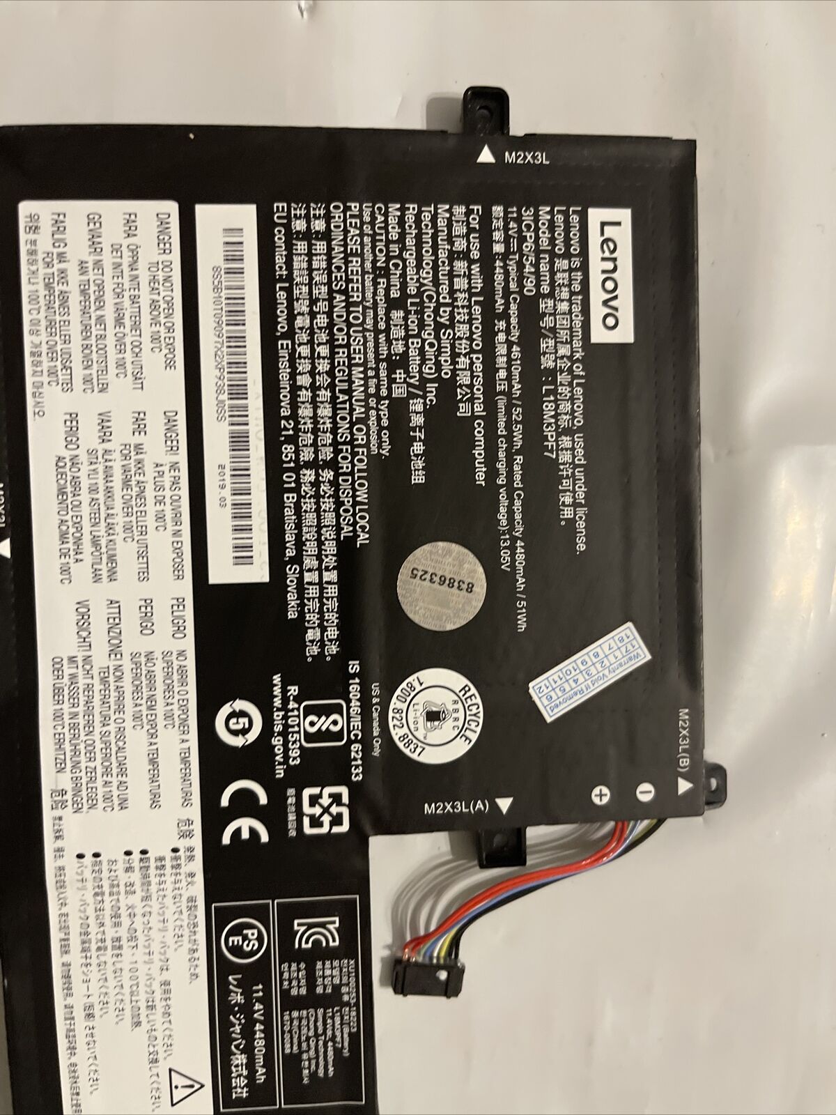 Gen Lenovo IdeaPad 15.6" S340-15IWL Battery 11.3V 35Wh 3087mAh L18M3PF7 ata X7