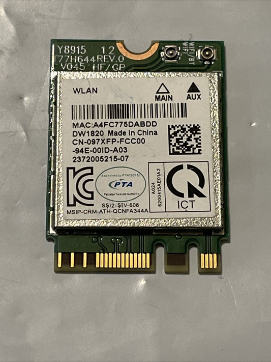 Oem Dell Killer 1435 Qualcom NGFF M.2 WLAN BLUETOOTH 4.1 WIFI CARD 97FXP 097FXP