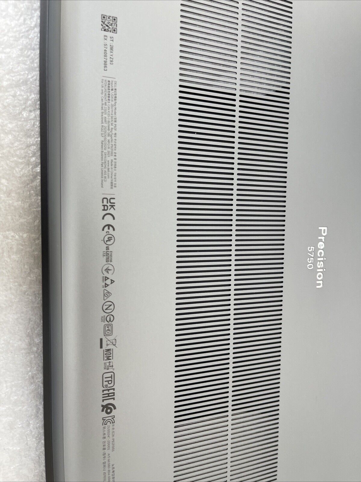 OEM Dell Precision 5750 Laptop Bottom Base Metal Cover Assembly Gray 598MX KG C4