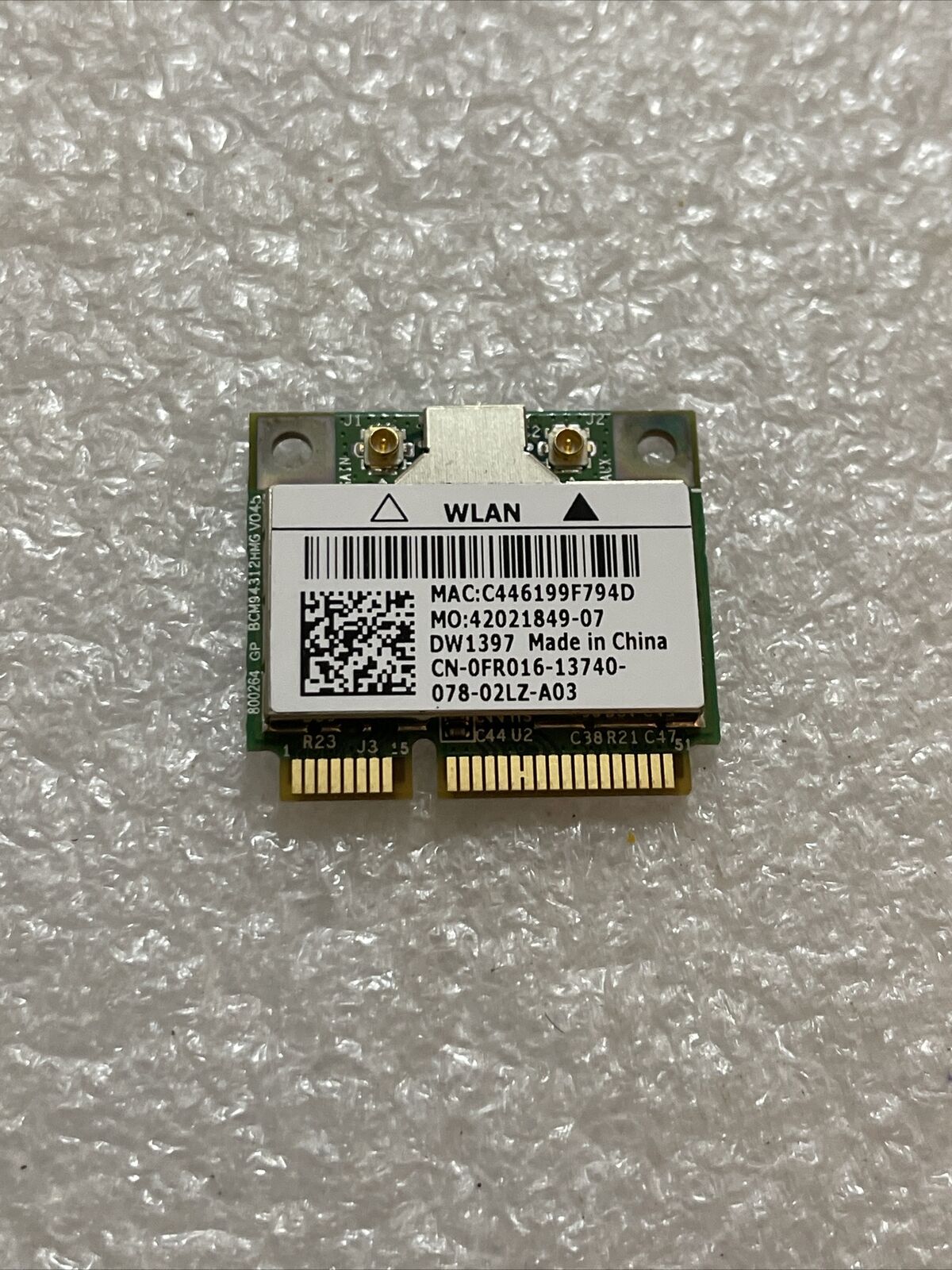 DELL LATITUDE 2100 BROADCOM BCM94312HMG HALF MINI PCIE WIFI WIRELESS CARD FR016