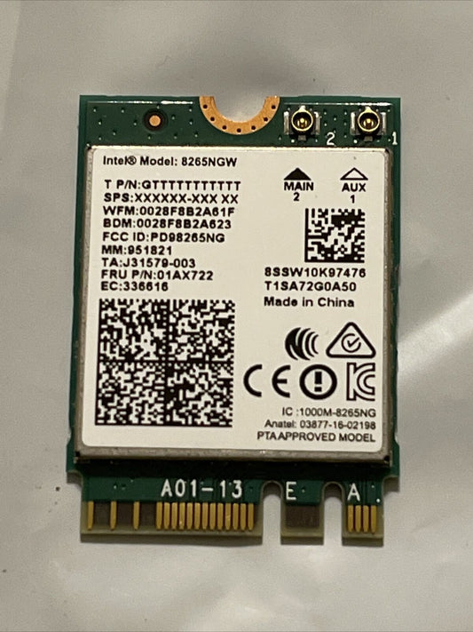 Lenovo ThinkPad X1 Carbon 5th Gen 14"  Wireless WiFi Card 8265NGW ata 01AX722