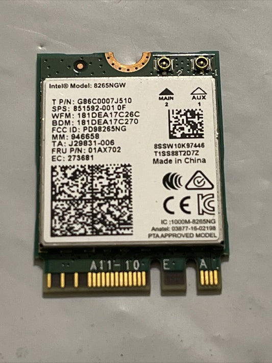 Lenovo ThinkPad X1 14" Carbon 6th Gen  Wireless WiFi Card 8265NGW ata 01AX702