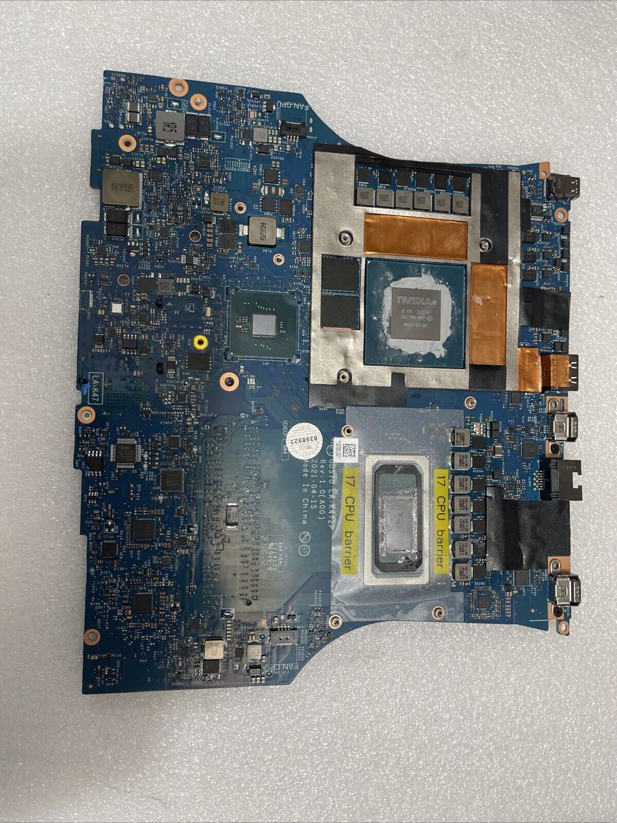 DELL Alienware M17 R1 Motherboard SRKT3 I7-11800H RTX3070 LA-K472P  0X7MT8 H1 B9