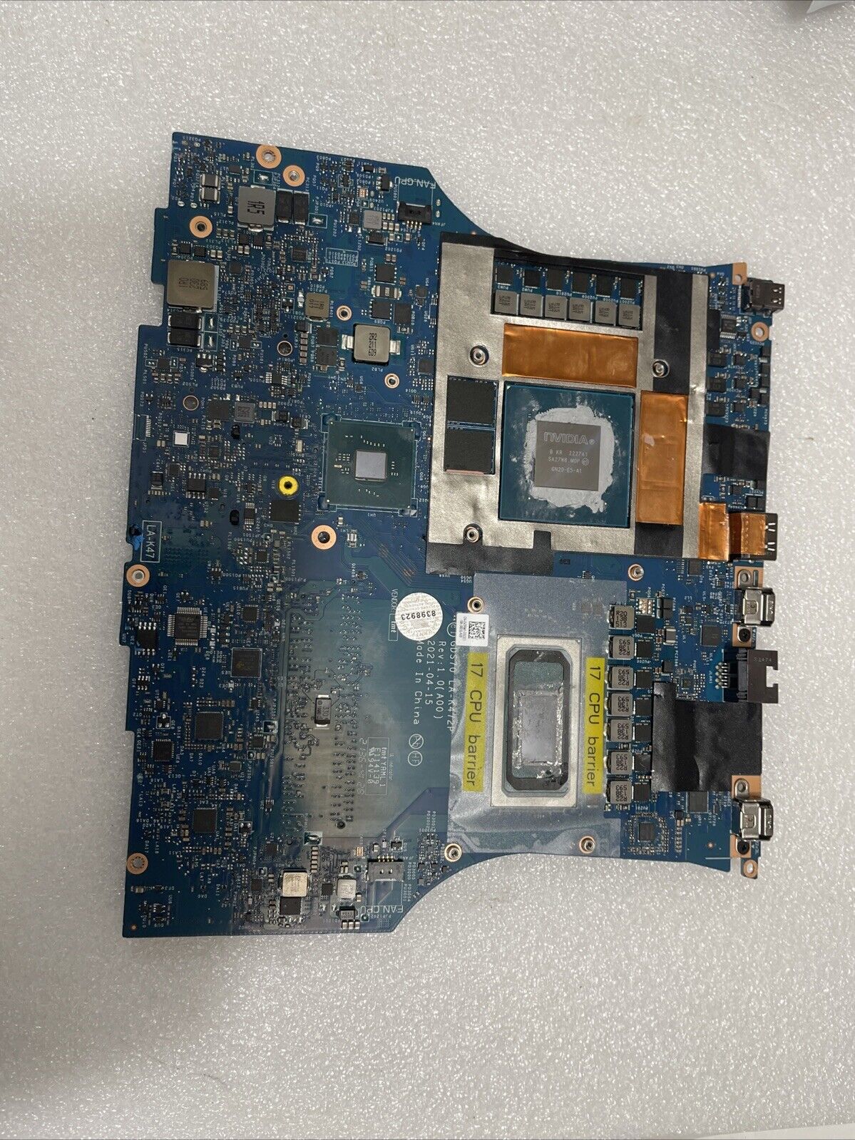 DELL Alienware M17 R1 Motherboard SRKT3 I7-11800H RTX3070 LA-K472P  0X7MT8 H1 B9