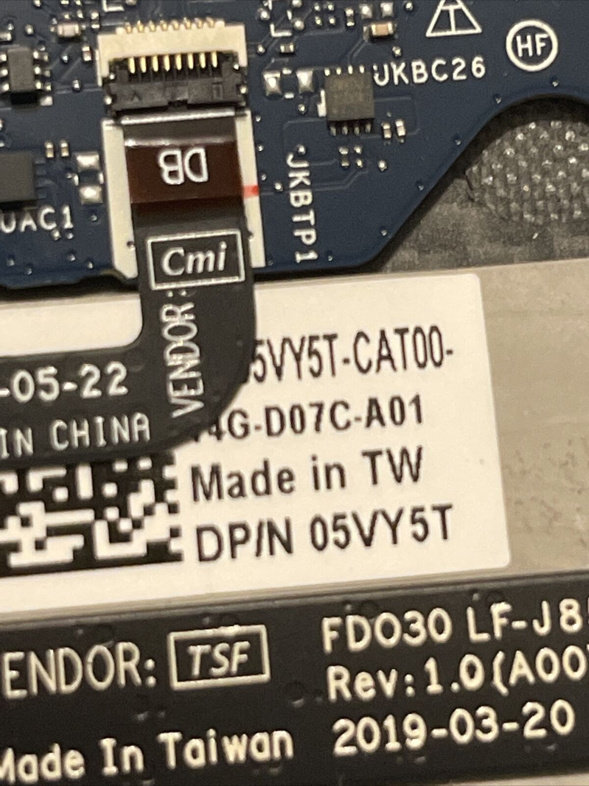 Dell XPS 13 7390 2-in-1 Laptop Palmrest TouchPad  5VY5T 05VY5T S1 B5