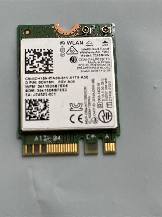 Dell Intel Wireless AC 7265 Dual Band WLAN WiFi Bluetooth4 M.2 Card CH16N 0CH16N