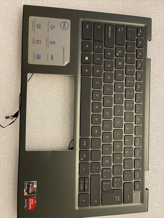 DELL INSPIRON 7415 PALMREST SPANISH BACKLIT KEYBOARD VJ2PX H1 P7 Dented See Pic