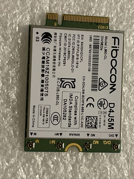 Genuine Fibocom L860-GL DW5822e 4G LTE WWAN Wireless Card(A00) D4J5M