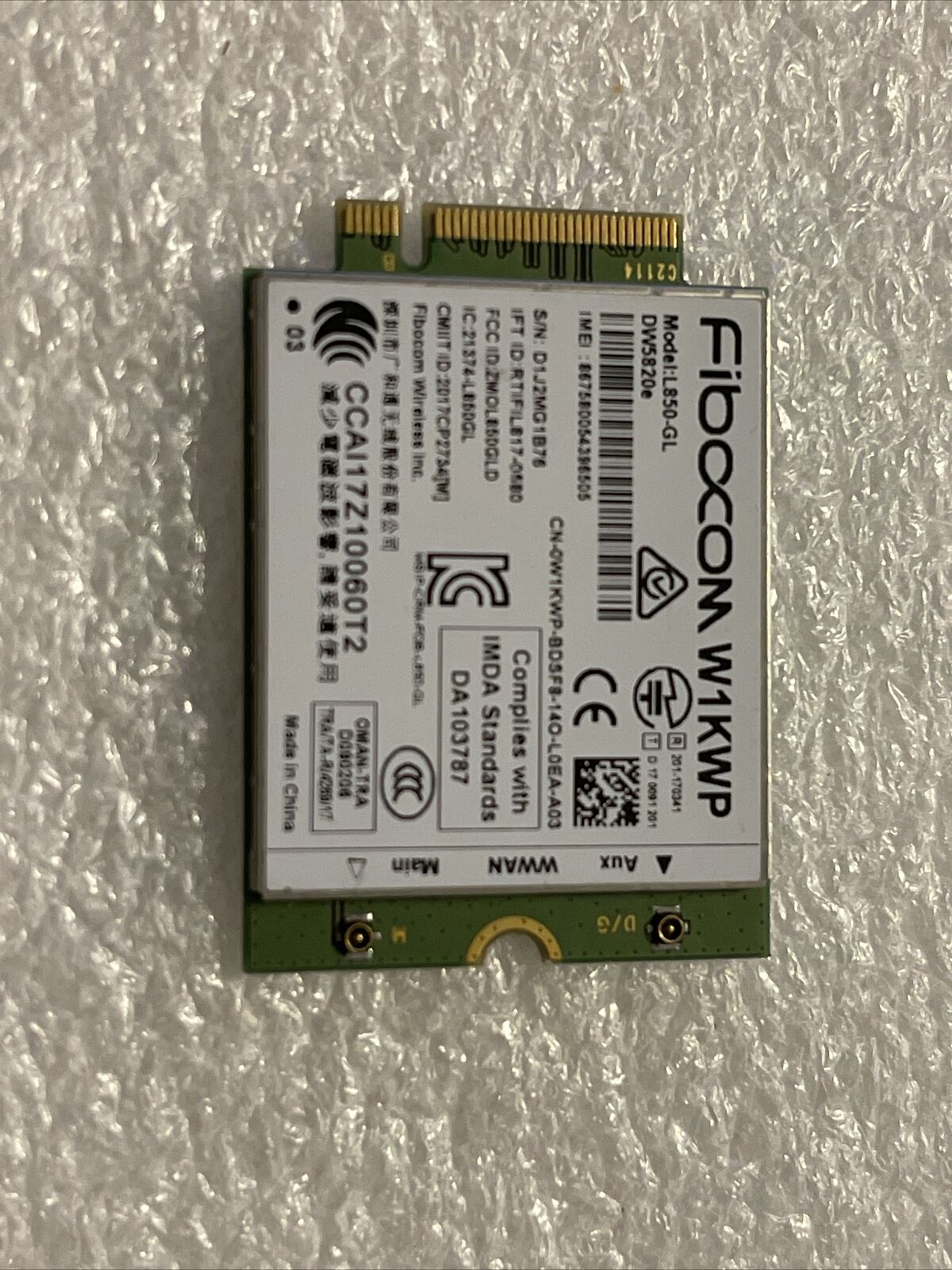 Dell Fibocom LTE/WCDMA 4G WWAN Wireless Card A02 L850-GL DW5820e Dell AB W1KWP