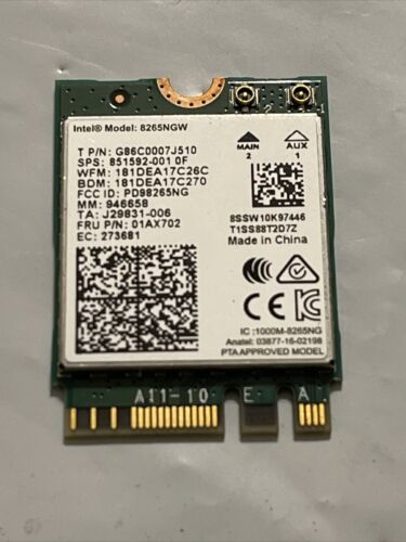 Lenovo ThinkPad X1 14" Carbon 6th Gen  Wireless WiFi Card 8265NGW ata 01AX702