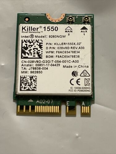 DELL Killer N1550 Wireless G7 7590  Dual Band WLAN WiFi Bluetooth  28V8D 028V8D