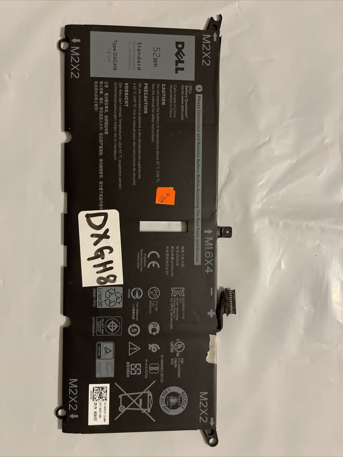 As-Is OEM Original Dell XPS 13 9370 9380 Battery 52WH G8VCF 0H754V DXGH8 Read