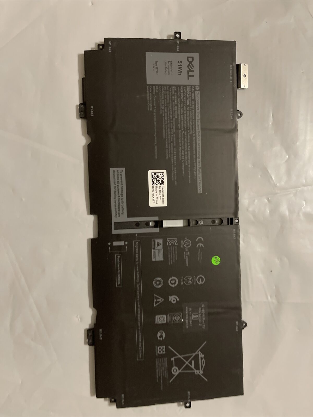 Genuine Dell Laptop Battery XPS 13 7390 2-in-1 51Wh 7.6V XX3T7 NN6M8 52TWH