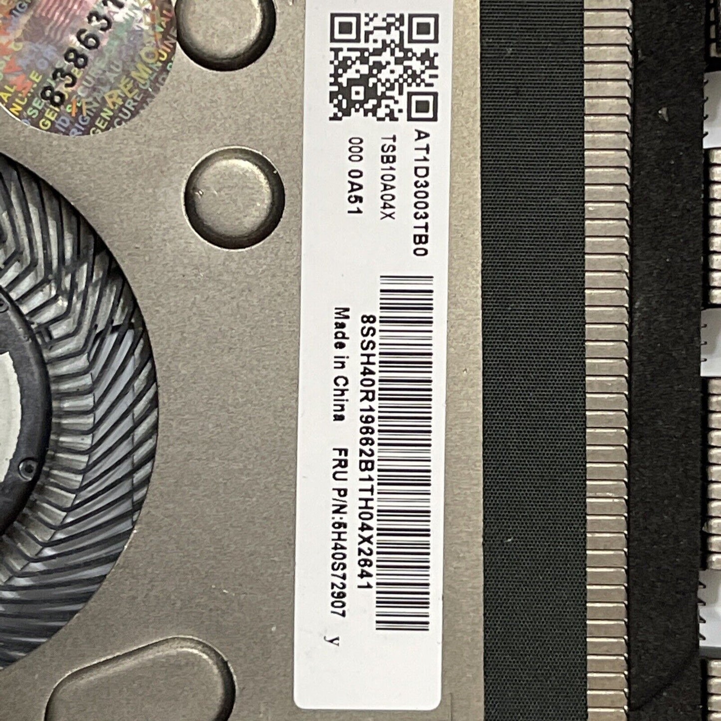 OEM Lenovo Thinkpad Heatsink Fan E14 E15 5H40S72907 AT1D3003TB0 M-266C-3 ata X9