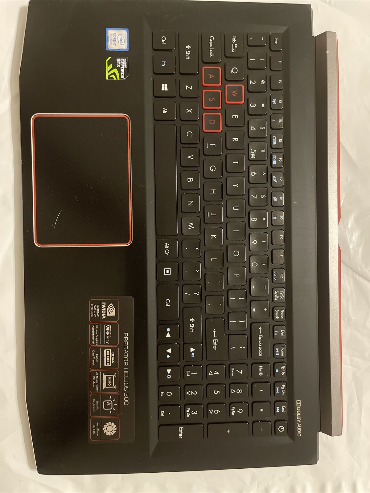 Acer Predator Helios 300 PH315-51 Palmrest w/Backlit Keyboard 6B.Q3FN2.033 H3 P3