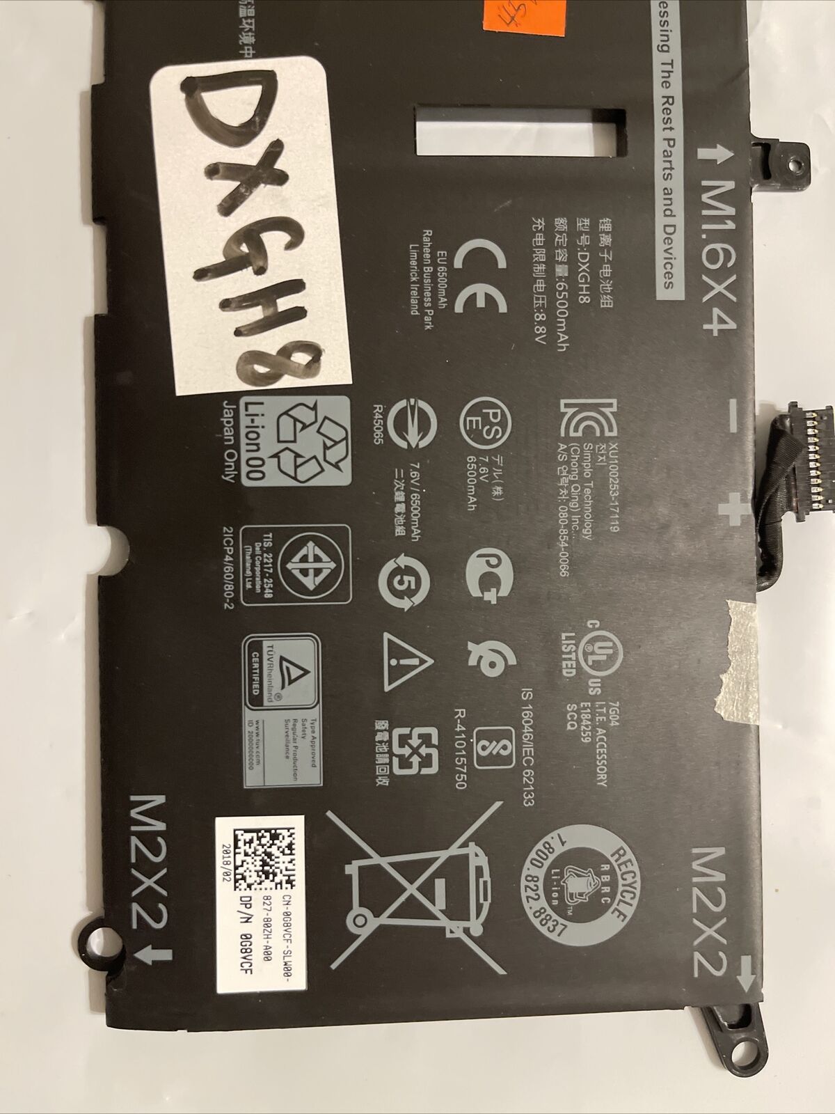 As-Is OEM Original Dell XPS 13 9370 9380 Battery 52WH G8VCF 0H754V DXGH8 Read