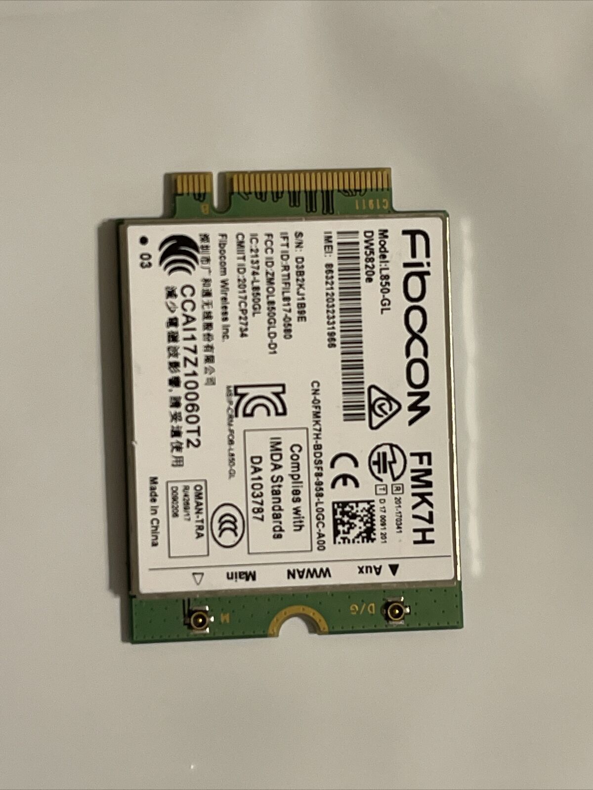 Genuine Fibocom L850-GL DW5820e 4G WWAN Wireless Card A00 FMK7H 0FMK7H