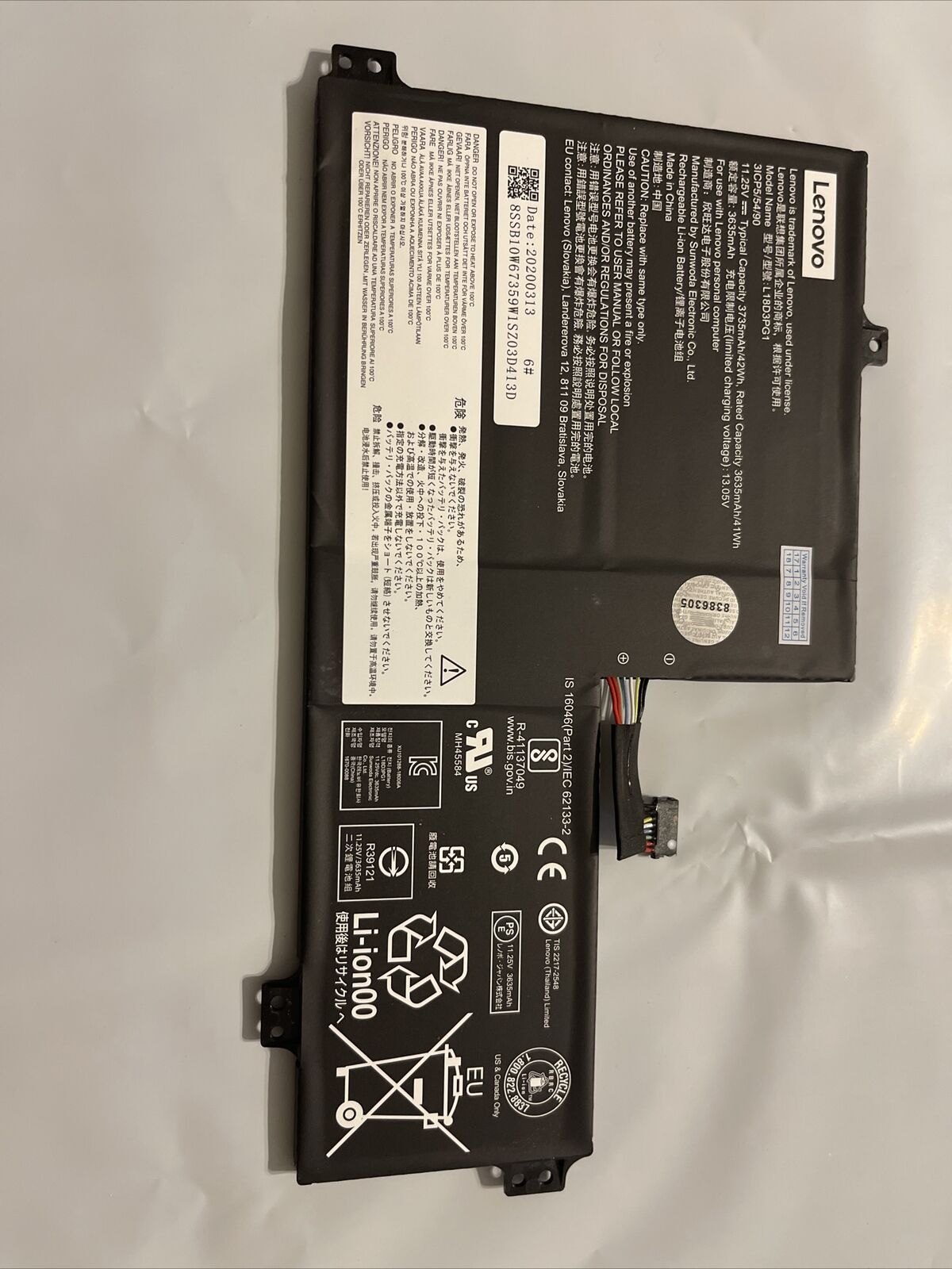 Lenovo Battery 11.25V 3735Mah 42Wh Ideapad Flex: L18D3PG1 SB10W67359 ata X7