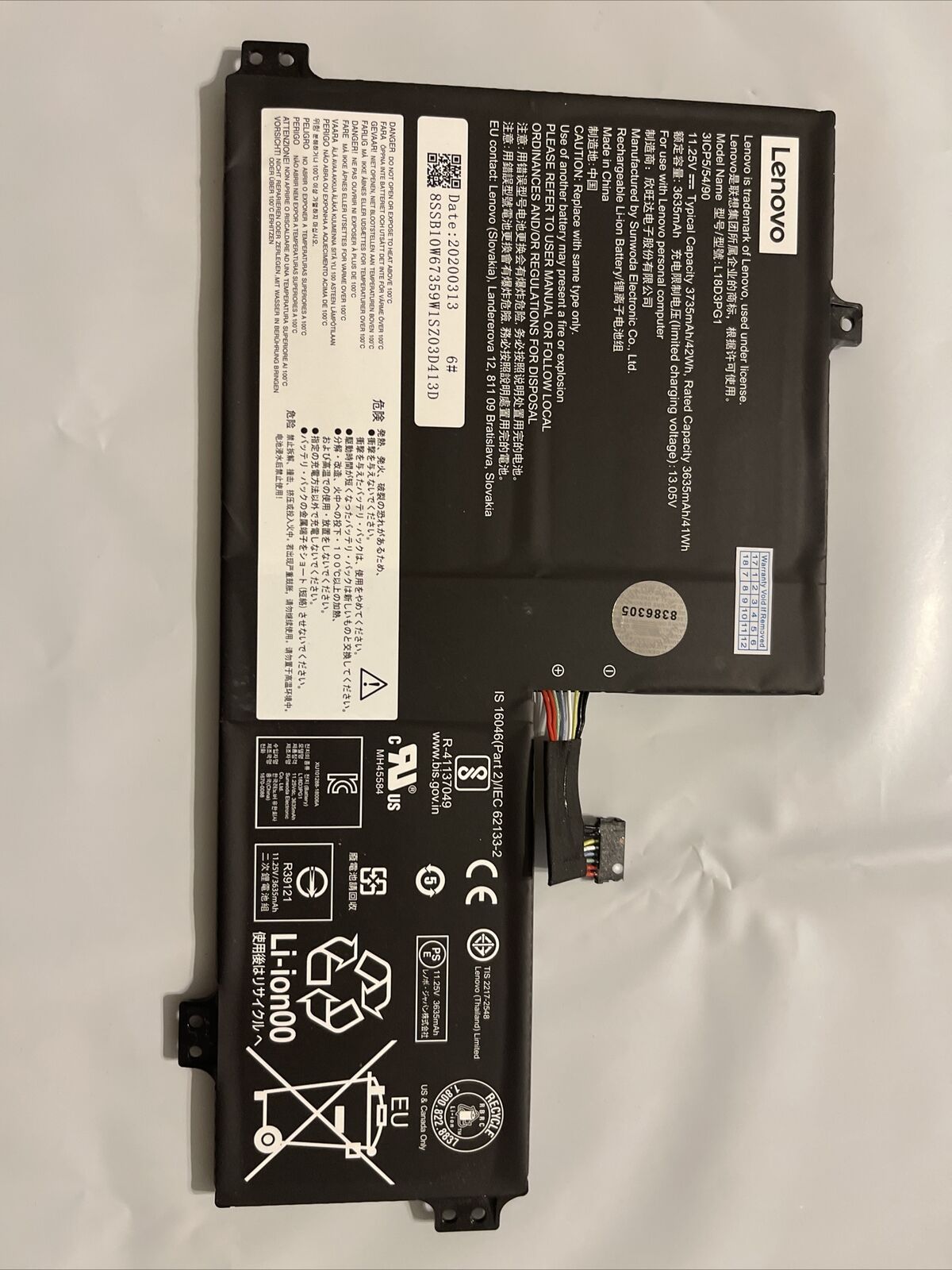 Lenovo Battery 11.25V 3735Mah 42Wh Ideapad Flex: L18D3PG1 SB10W67359 ata X7